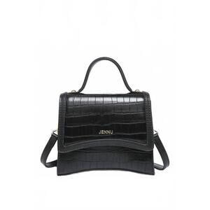NEW JEN & CO. women's vegan leather dubai crocodile crossbody purse in black